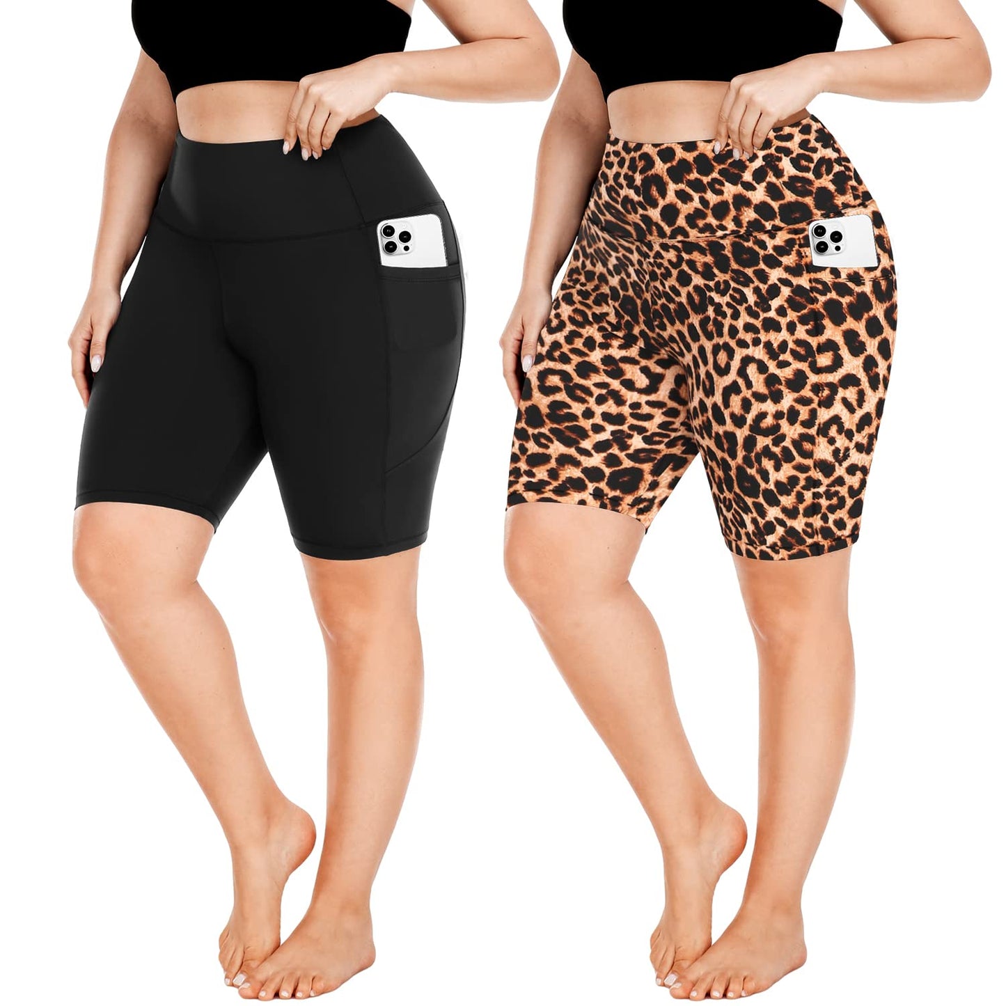 Plus Size Biker Shorts for Women-High Waist X-Large-4X Tummy Control