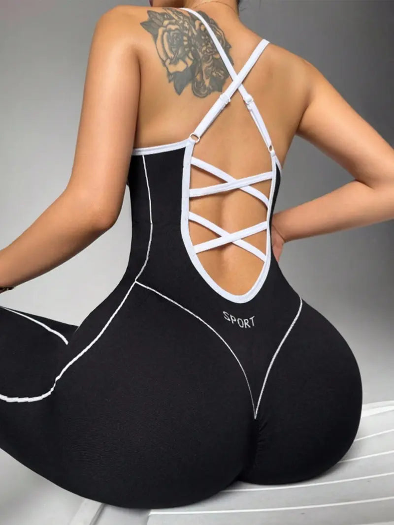 Women's Seamless Color Contrast Yoga Jumpsuit