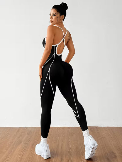 Women's Seamless Color Contrast Yoga Jumpsuit